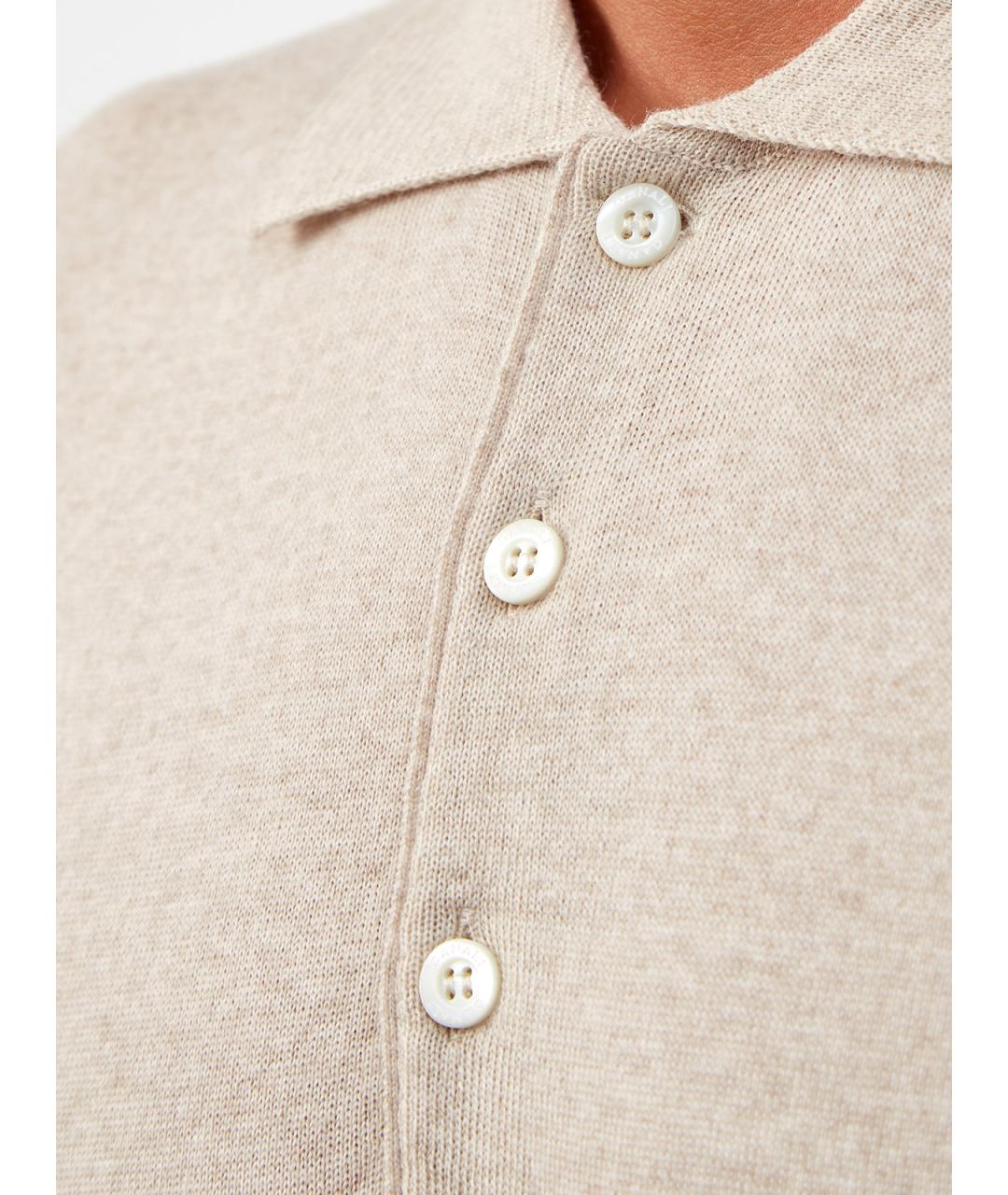 CANALI Бежевое поло с длинным рукавом, фото 5