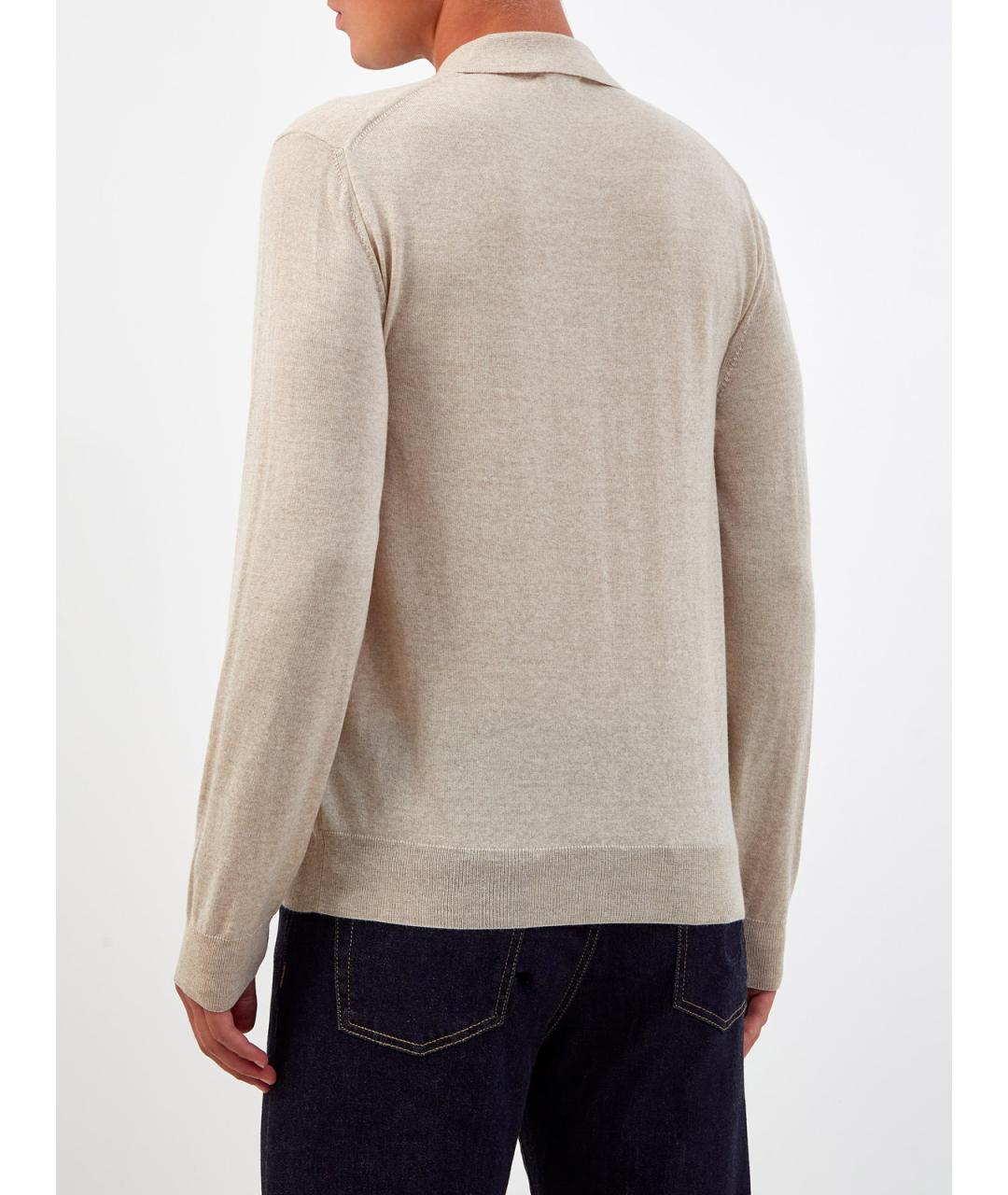 CANALI Бежевое поло с длинным рукавом, фото 4
