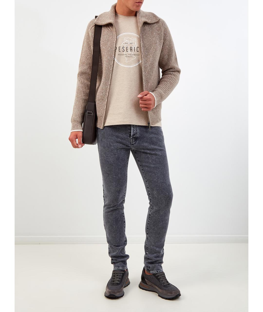 PESERICO Серые хлопковые джинсы скинни, фото 2