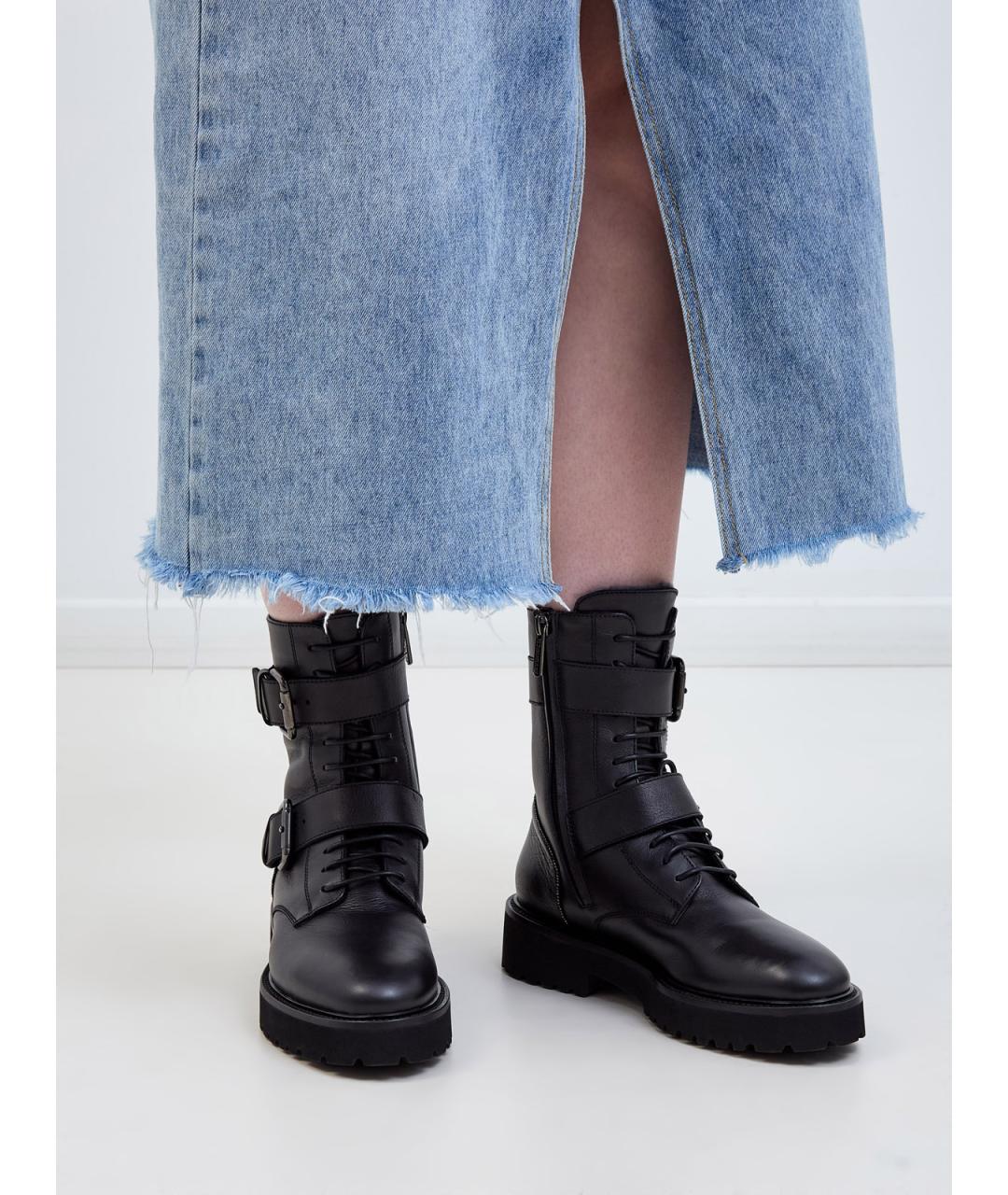 DOUCAL'S Черные кожаные ботинки, фото 2