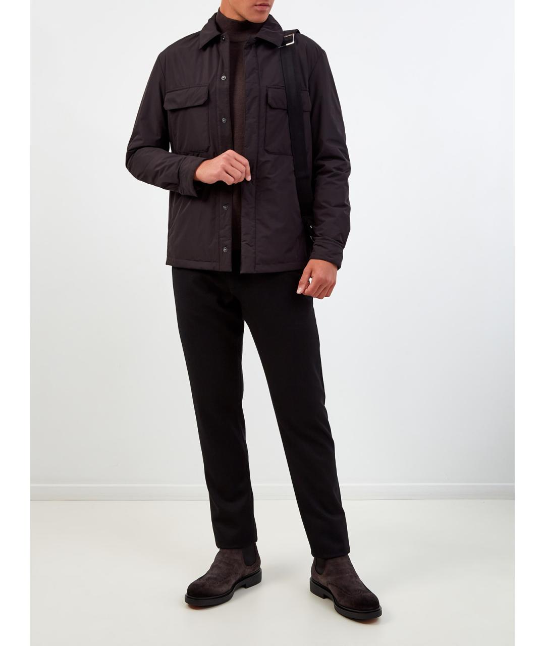 CANALI Черные шерстяные повседневные брюки, фото 2