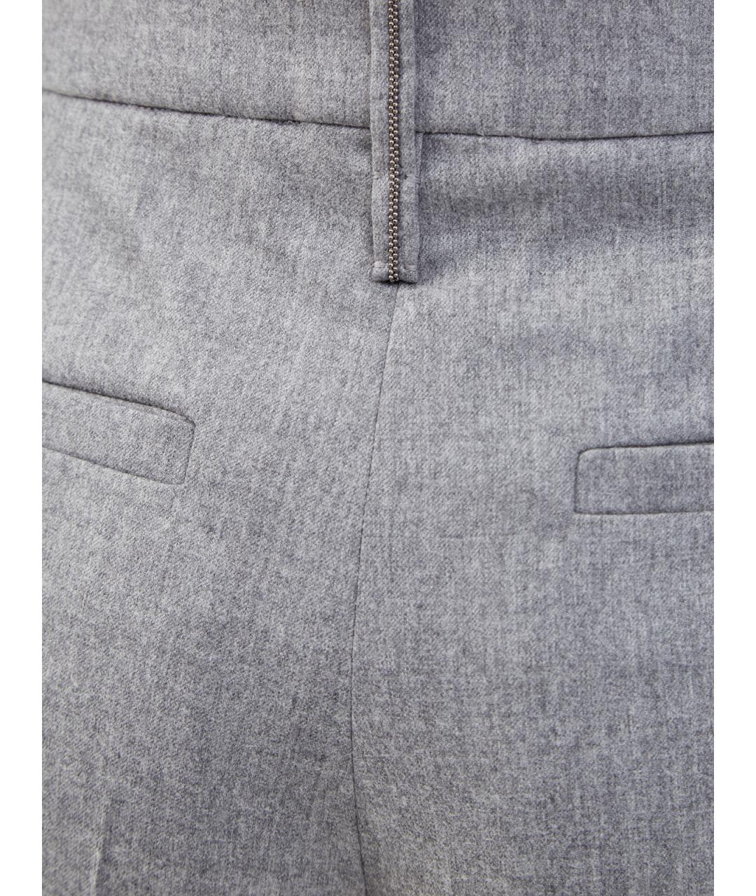 BRUNELLO CUCINELLI Серые шерстяные прямые брюки, фото 5