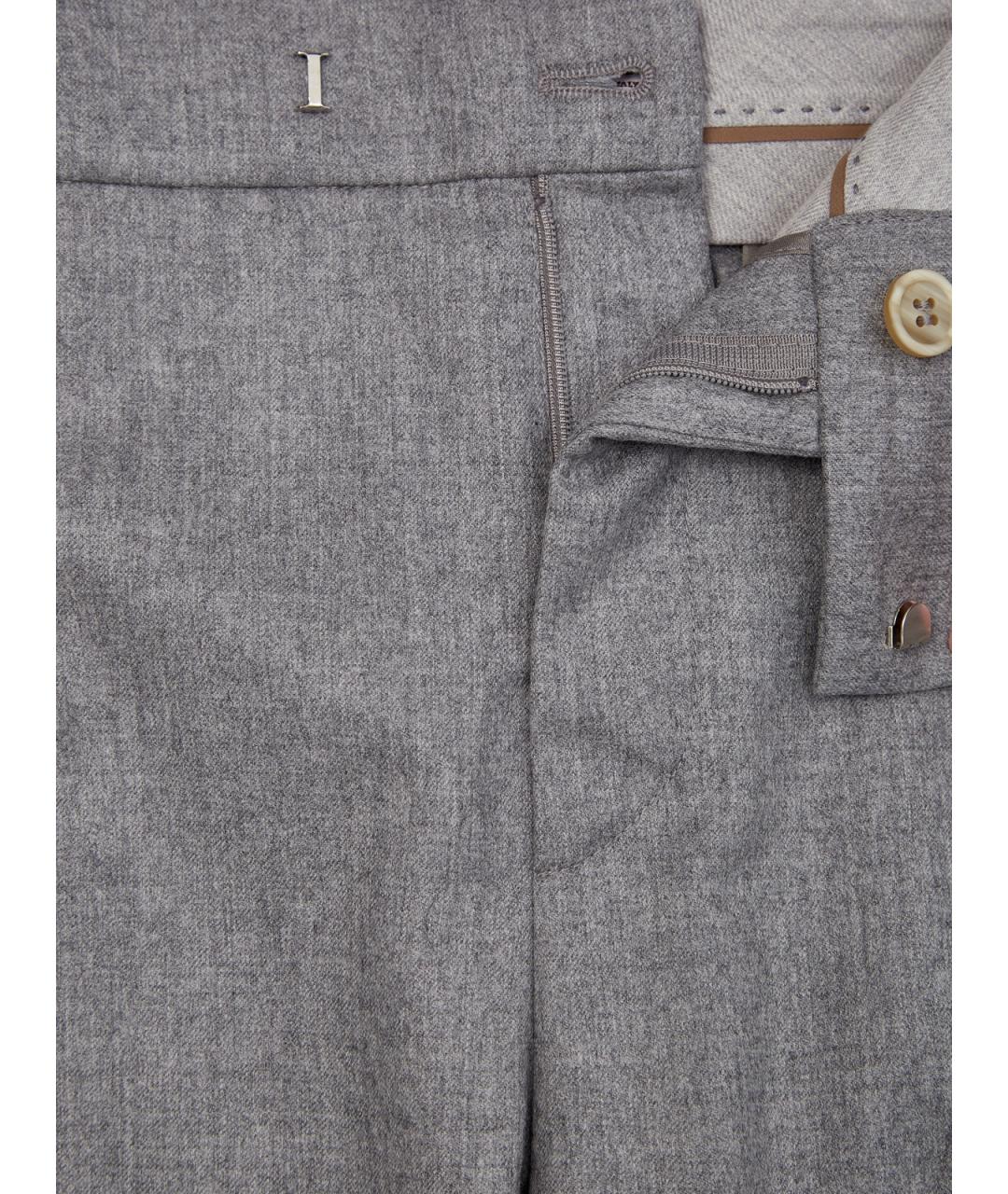 BRUNELLO CUCINELLI Серые шерстяные прямые брюки, фото 6