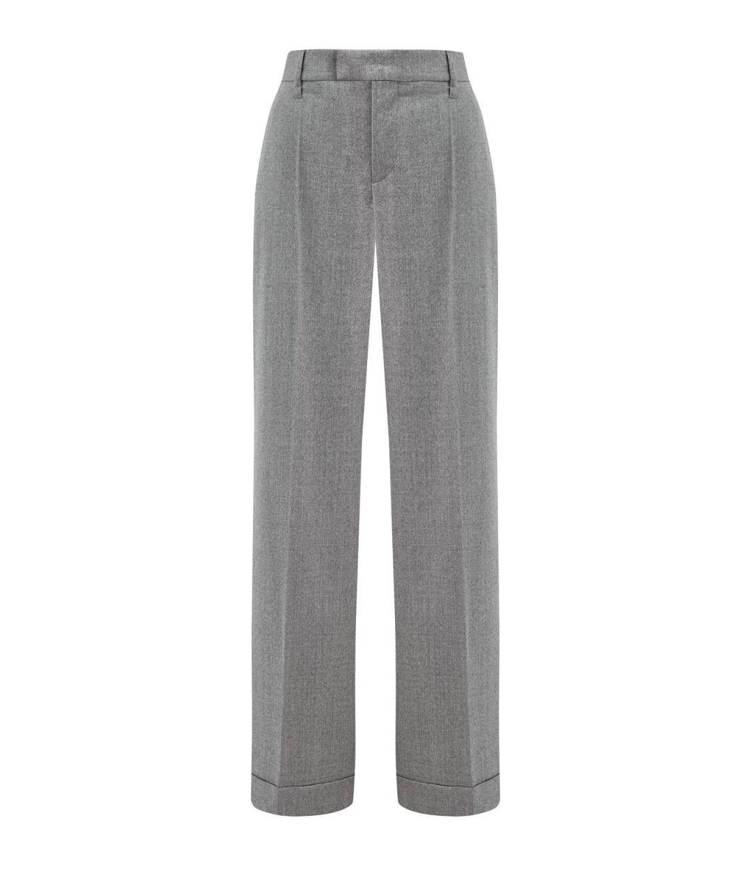 BRUNELLO CUCINELLI Серые шерстяные прямые брюки, фото 1