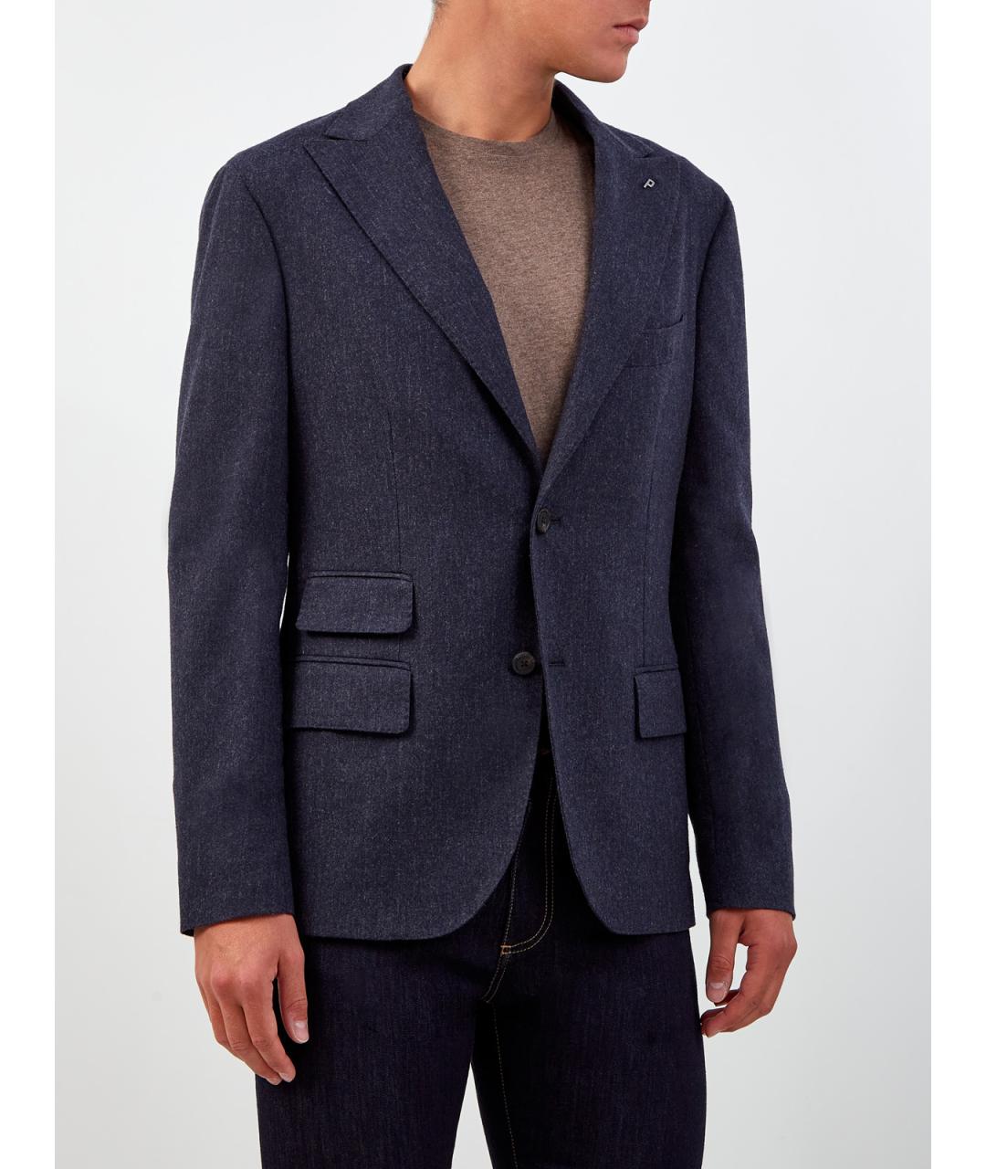 PESERICO Синий шерстяной пиджак, фото 3