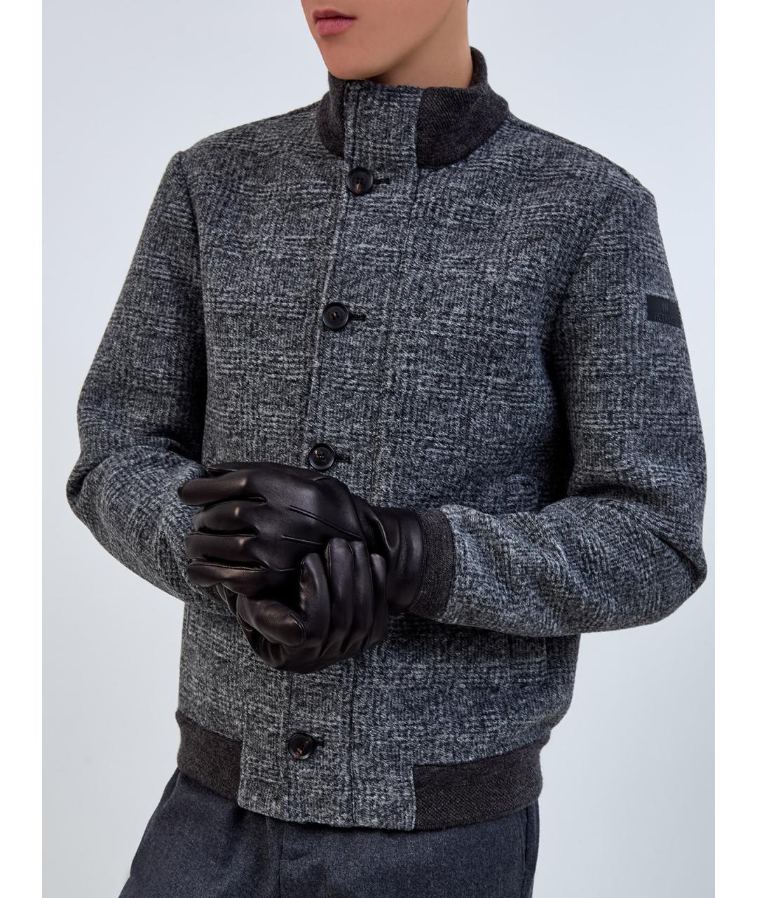 CANALI Черные кожаные перчатки, фото 2