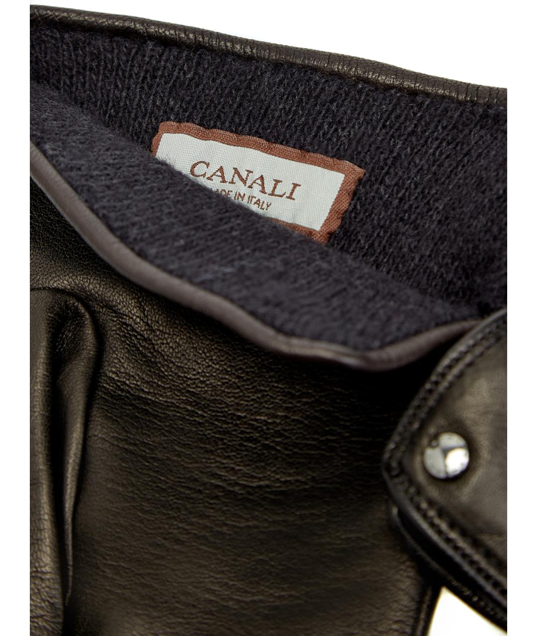 CANALI Черные кожаные перчатки, фото 4