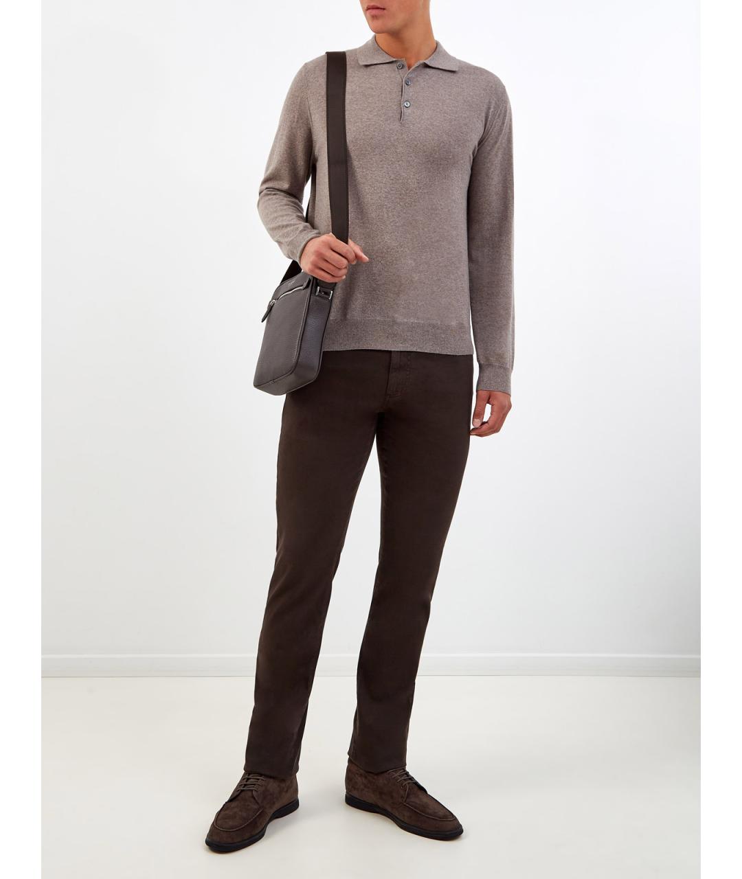 CANALI Коричневый шерстяной джемпер / свитер, фото 2