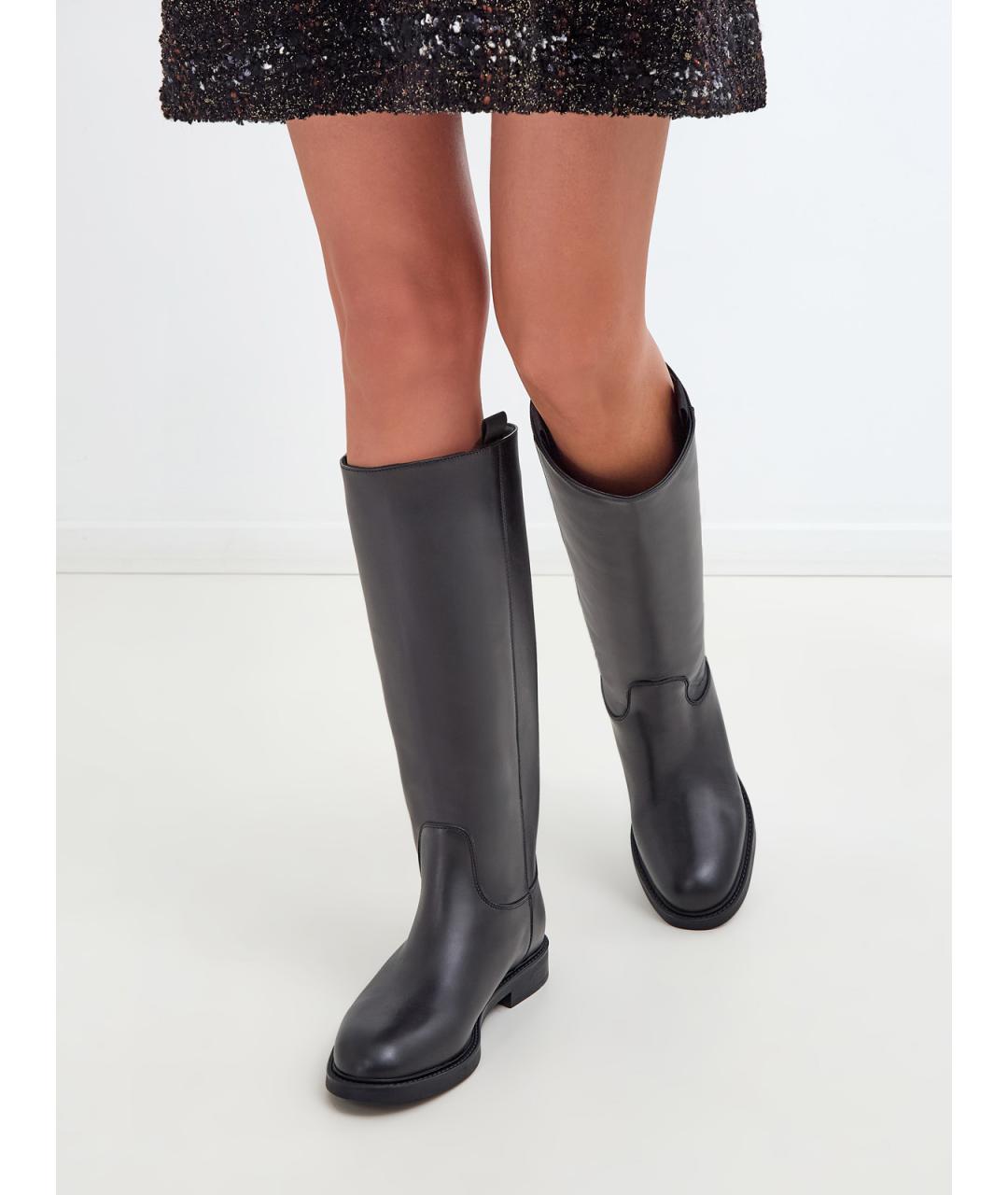 DOUCAL'S Черные кожаные сапоги, фото 2