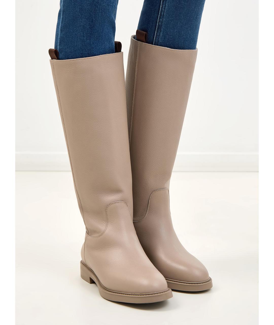 DOUCAL'S Бежевые кожаные сапоги, фото 2