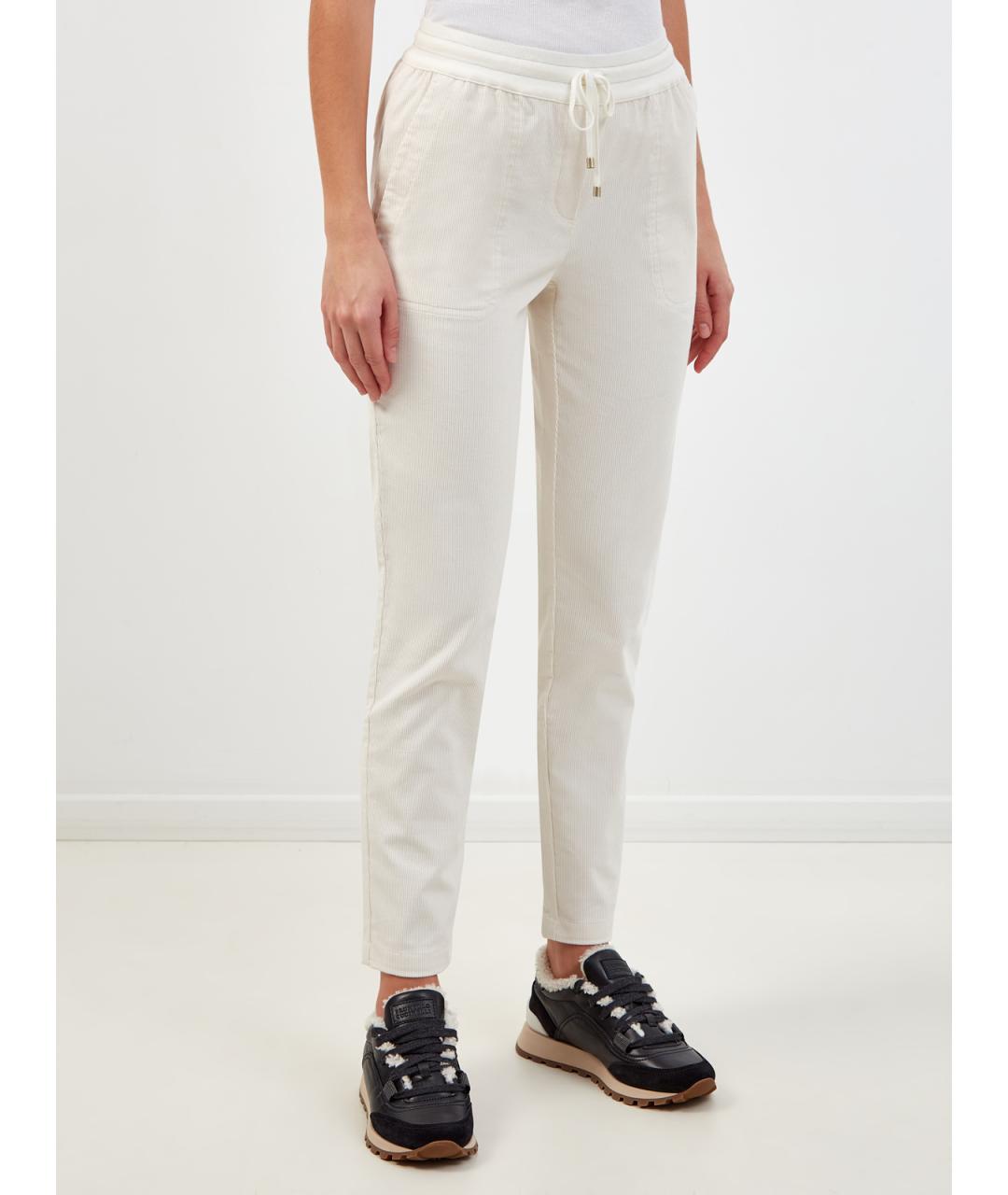 LORENA ANTONIAZZI Белые хлопковые брюки узкие, фото 3