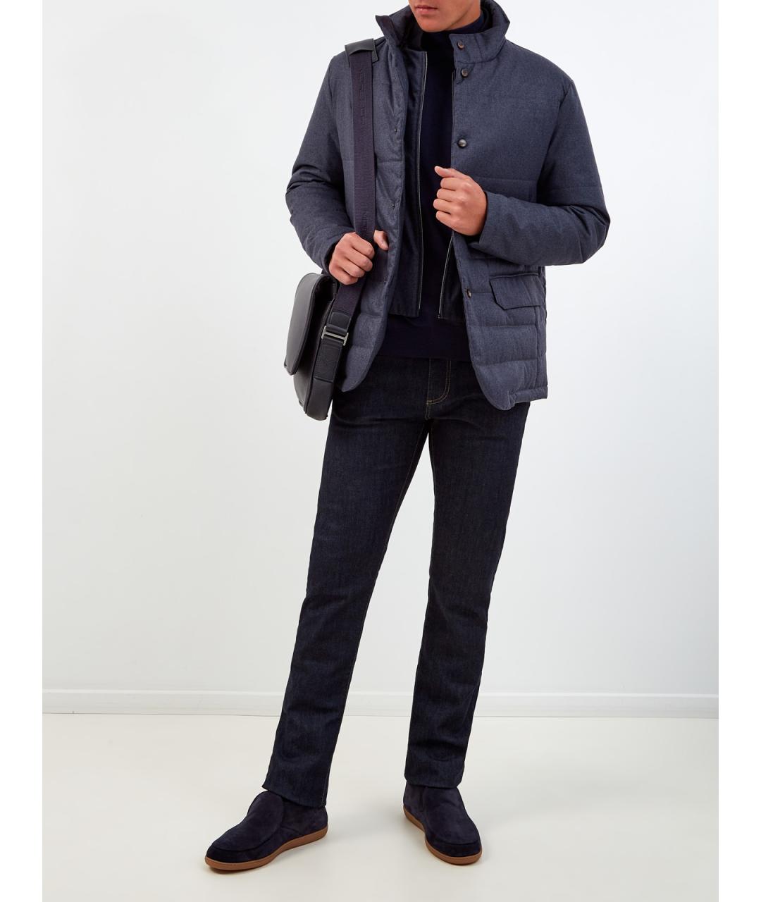 CANALI Синие хлопковые джинсы скинни, фото 2