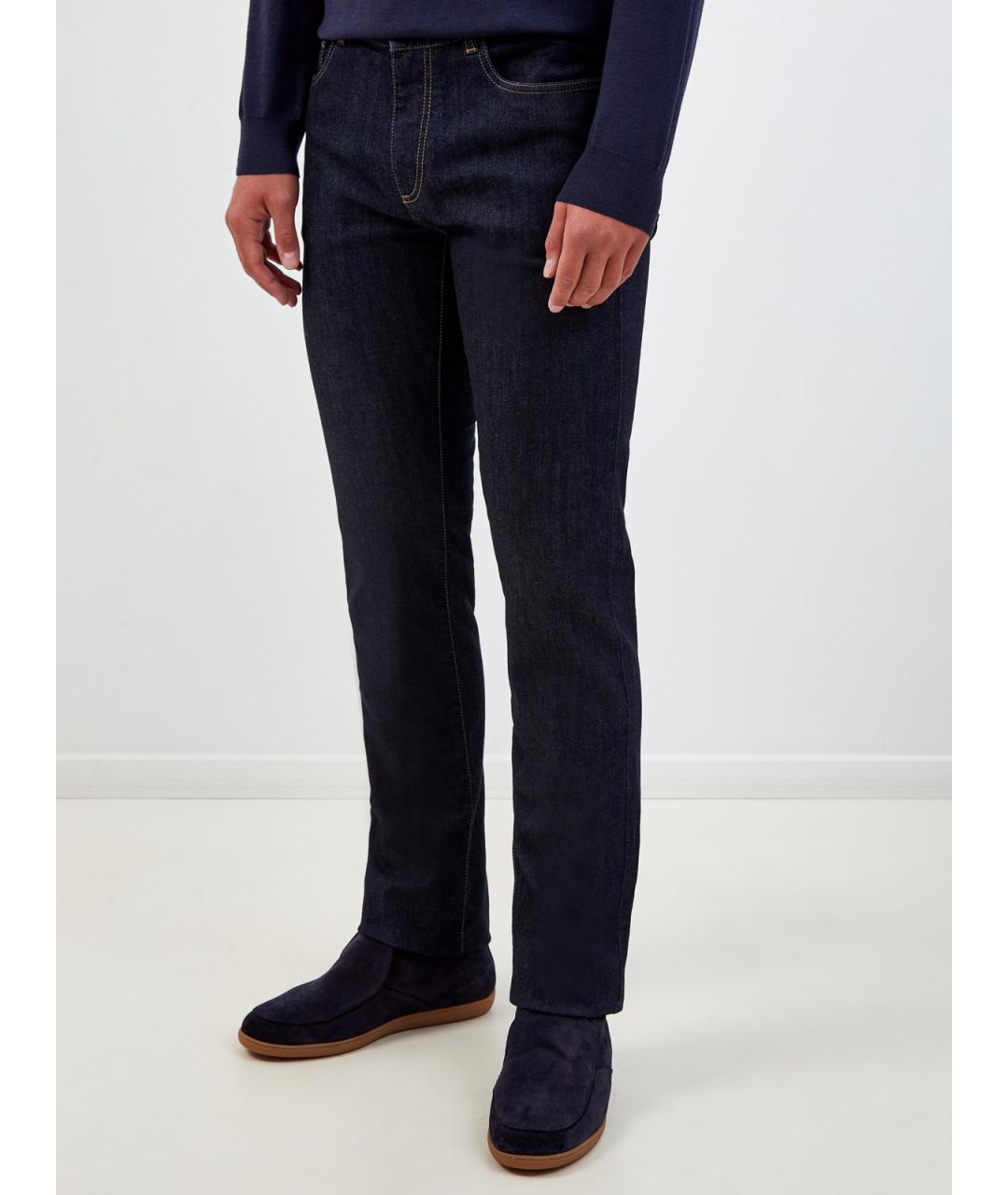 CANALI Синие хлопковые джинсы скинни, фото 3