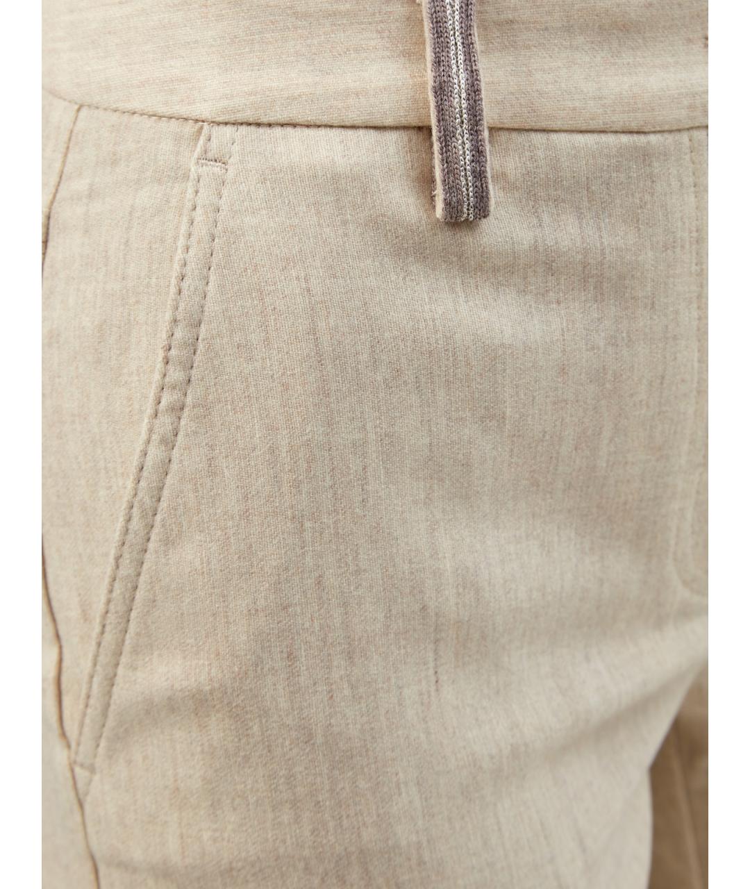 LORENA ANTONIAZZI Бежевые шерстяные брюки узкие, фото 5