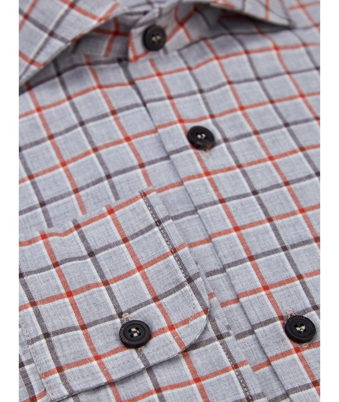 PESERICO Серая хлопковая классическая рубашка, фото 2