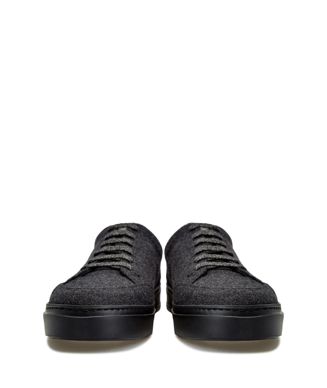 CANALI Антрацитовые текстильные низкие кроссовки / кеды, фото 5
