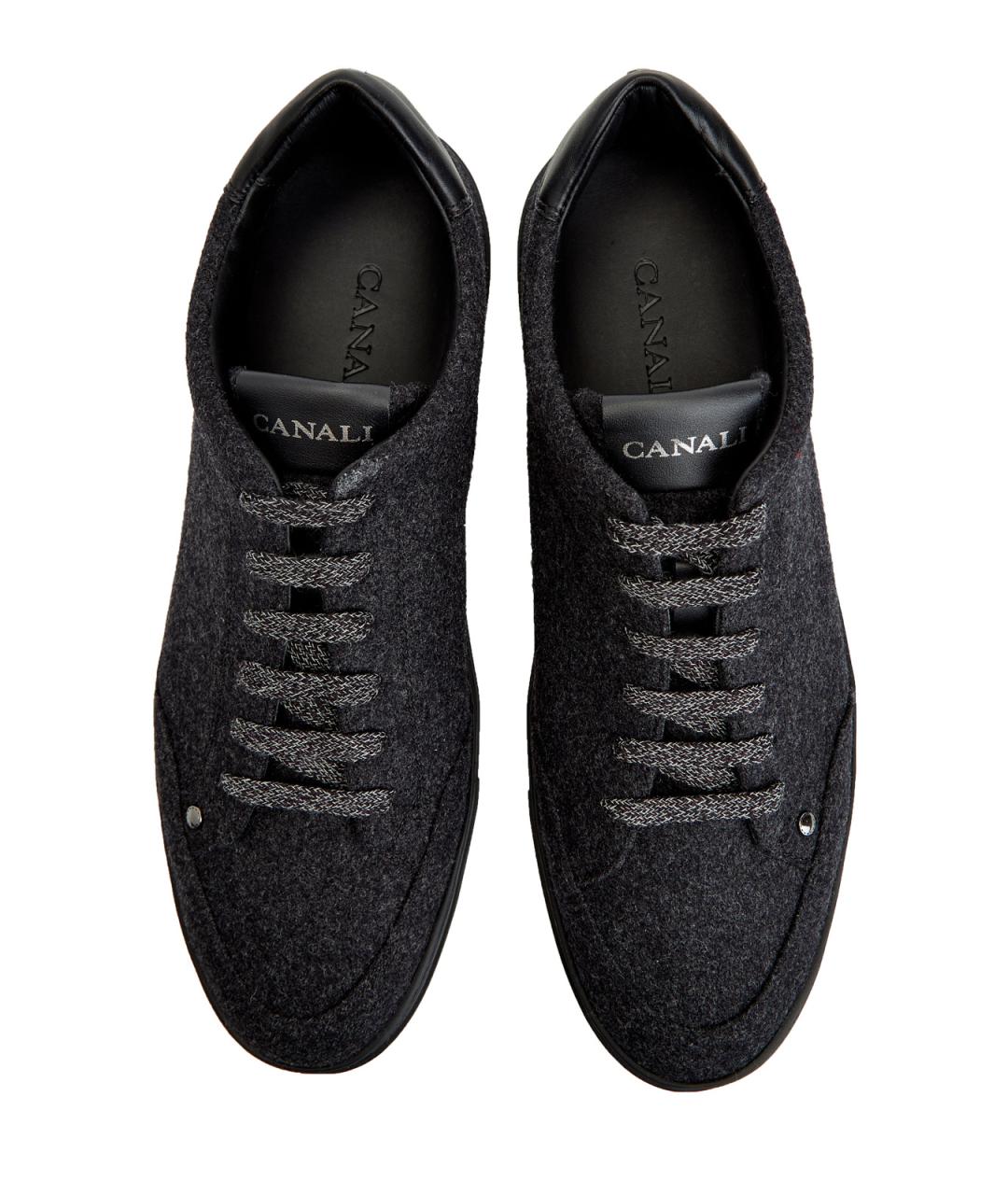 CANALI Антрацитовые текстильные низкие кроссовки / кеды, фото 4