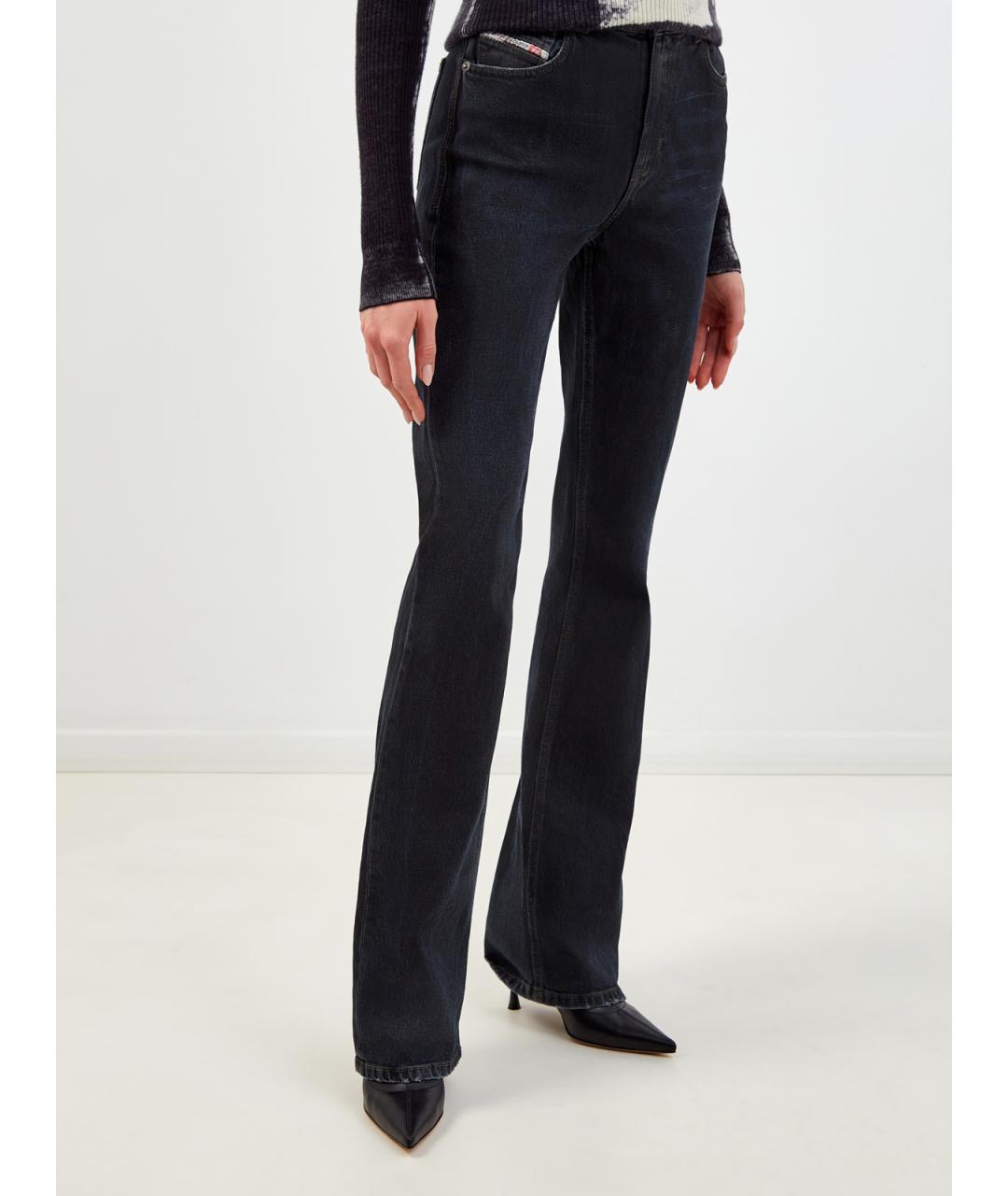 DIESEL Черные хлопковые джинсы клеш, фото 3