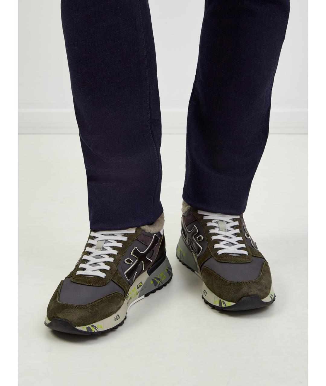 PREMIATA Зеленые замшевые низкие кроссовки / кеды, фото 2