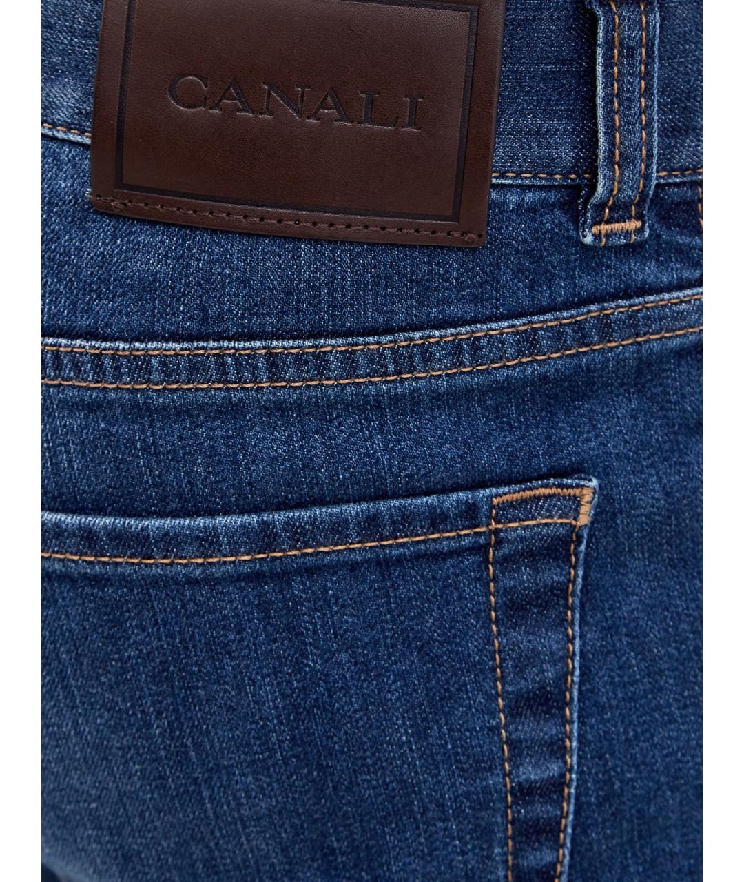 CANALI Синие хлопковые прямые джинсы, фото 5