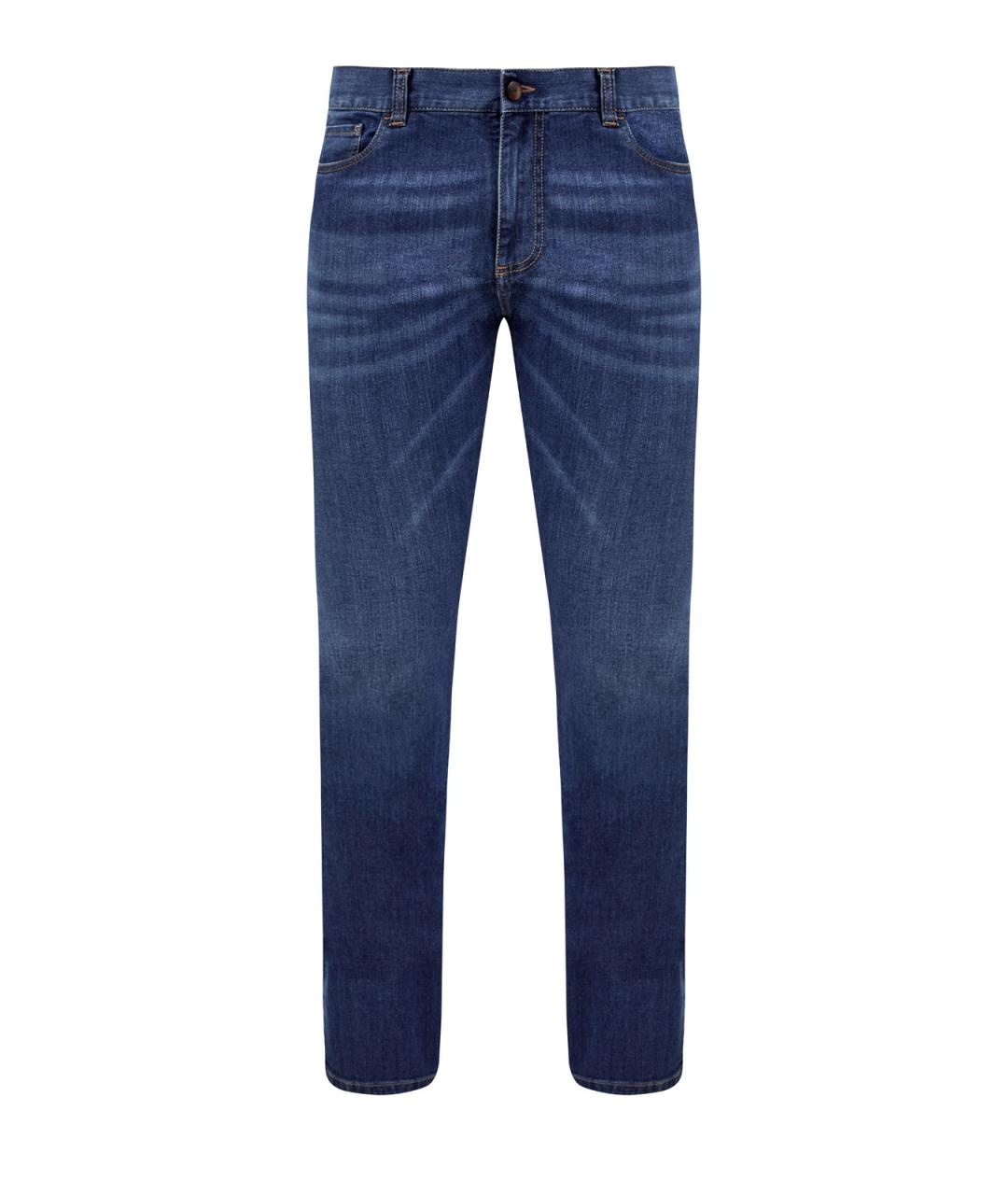 CANALI Синие хлопковые прямые джинсы, фото 1