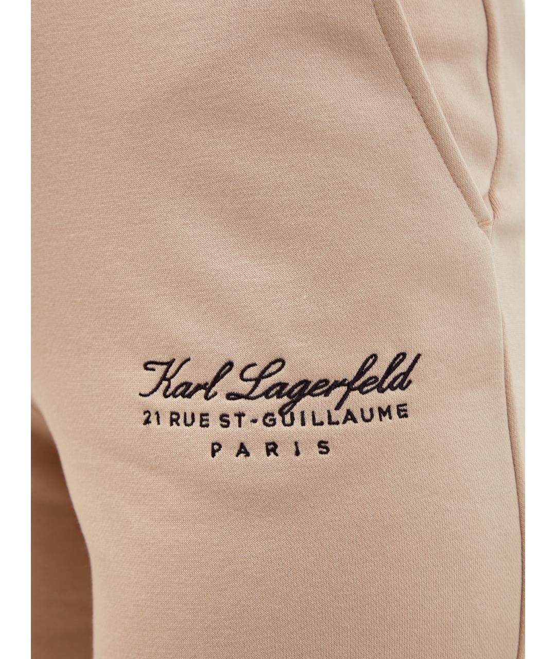 KARL LAGERFELD Бежевые хлопковые прямые брюки, фото 5