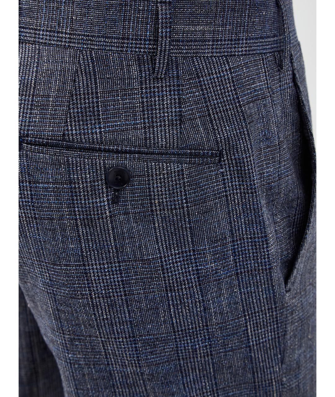 ETRO Синие шерстяные классические брюки, фото 5