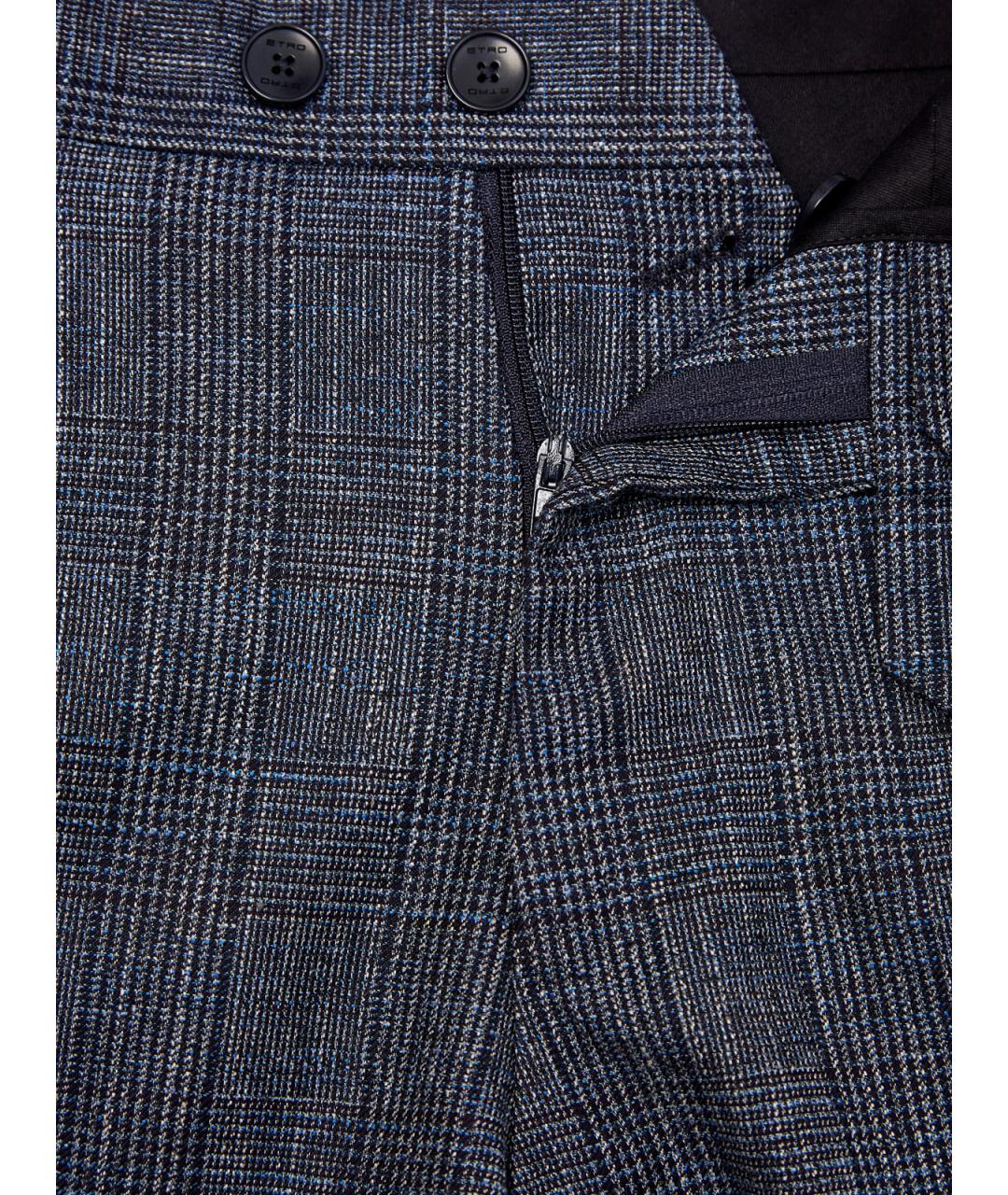 ETRO Синие шерстяные классические брюки, фото 6