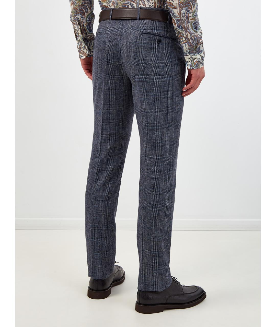 ETRO Синие шерстяные классические брюки, фото 4