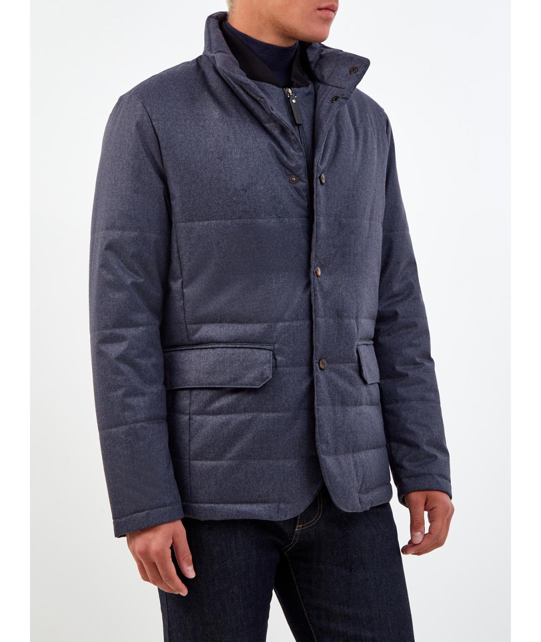 CANALI Синяя полиэстеровая куртка, фото 3