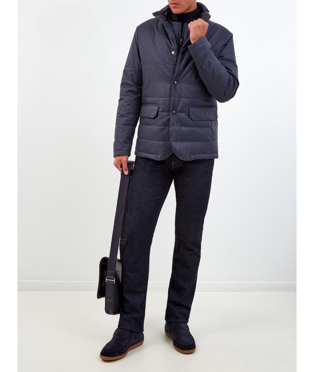 CANALI Синяя полиэстеровая куртка, фото 2