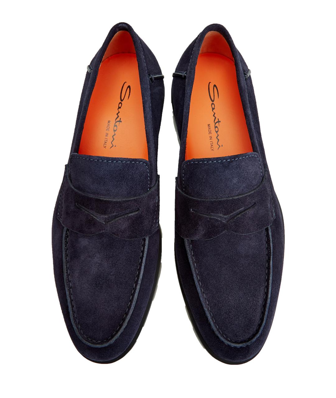 SANTONI Темно-синие замшевые лоферы, фото 5