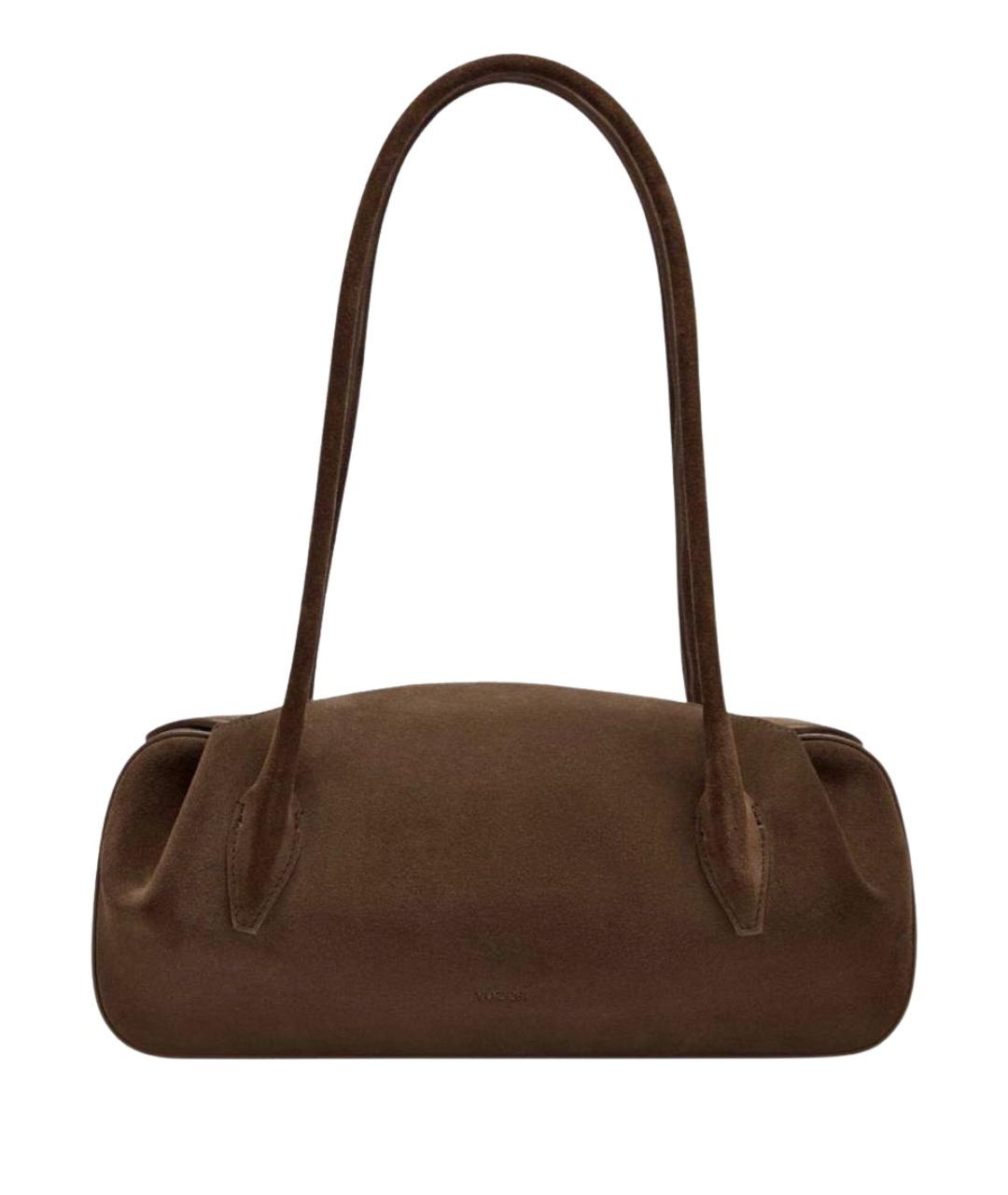 YUZEFI Коричневая замшевая сумка с короткими ручками, фото 1