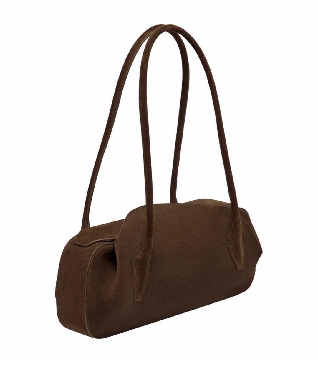 YUZEFI Коричневая замшевая сумка с короткими ручками, фото 2