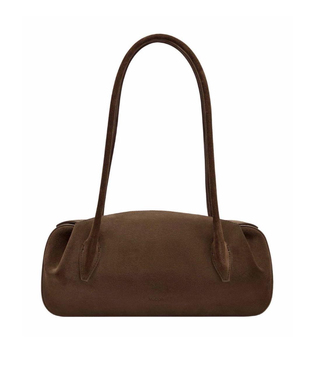 YUZEFI Коричневая замшевая сумка с короткими ручками, фото 7