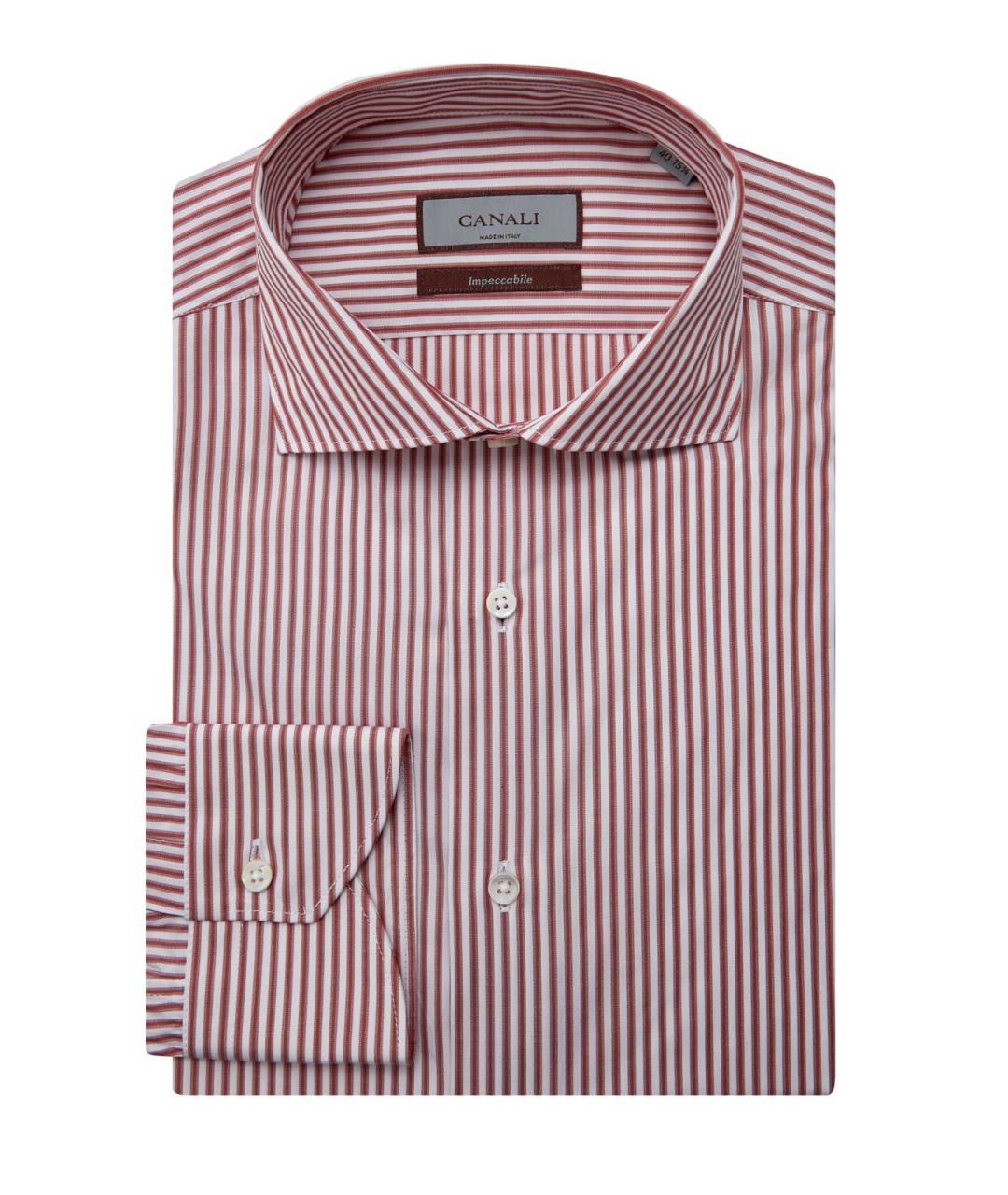 CANALI Красная хлопковая классическая рубашка, фото 1