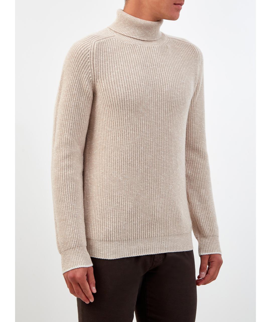 PESERICO Бежевый шерстяной джемпер / свитер, фото 3