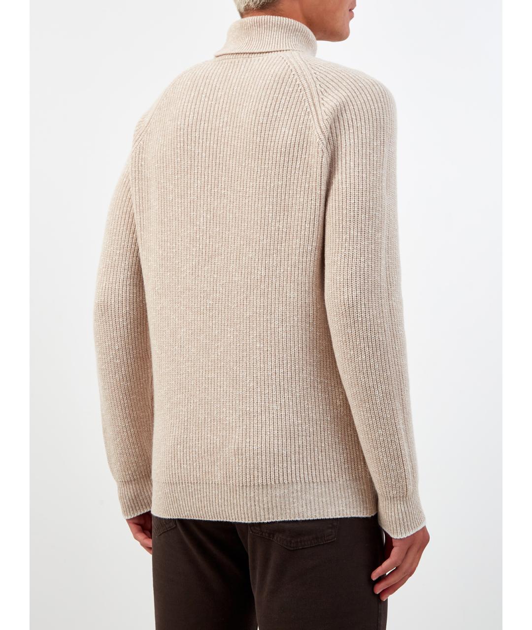 PESERICO Бежевый шерстяной джемпер / свитер, фото 4