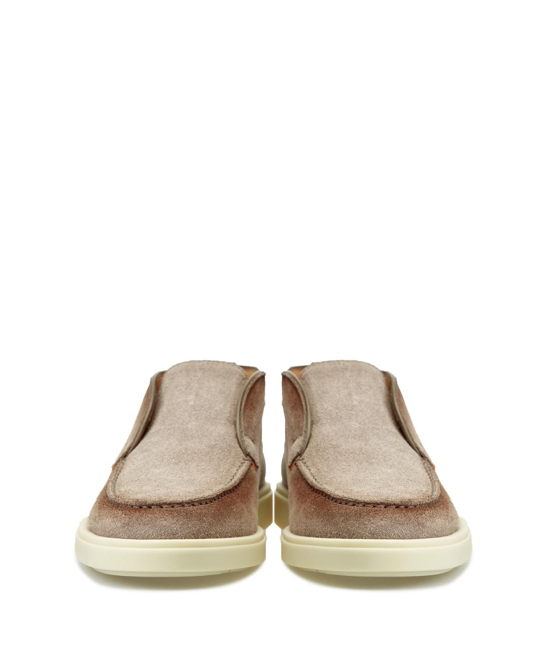 SANTONI Бежевые замшевые низкие ботинки, фото 6