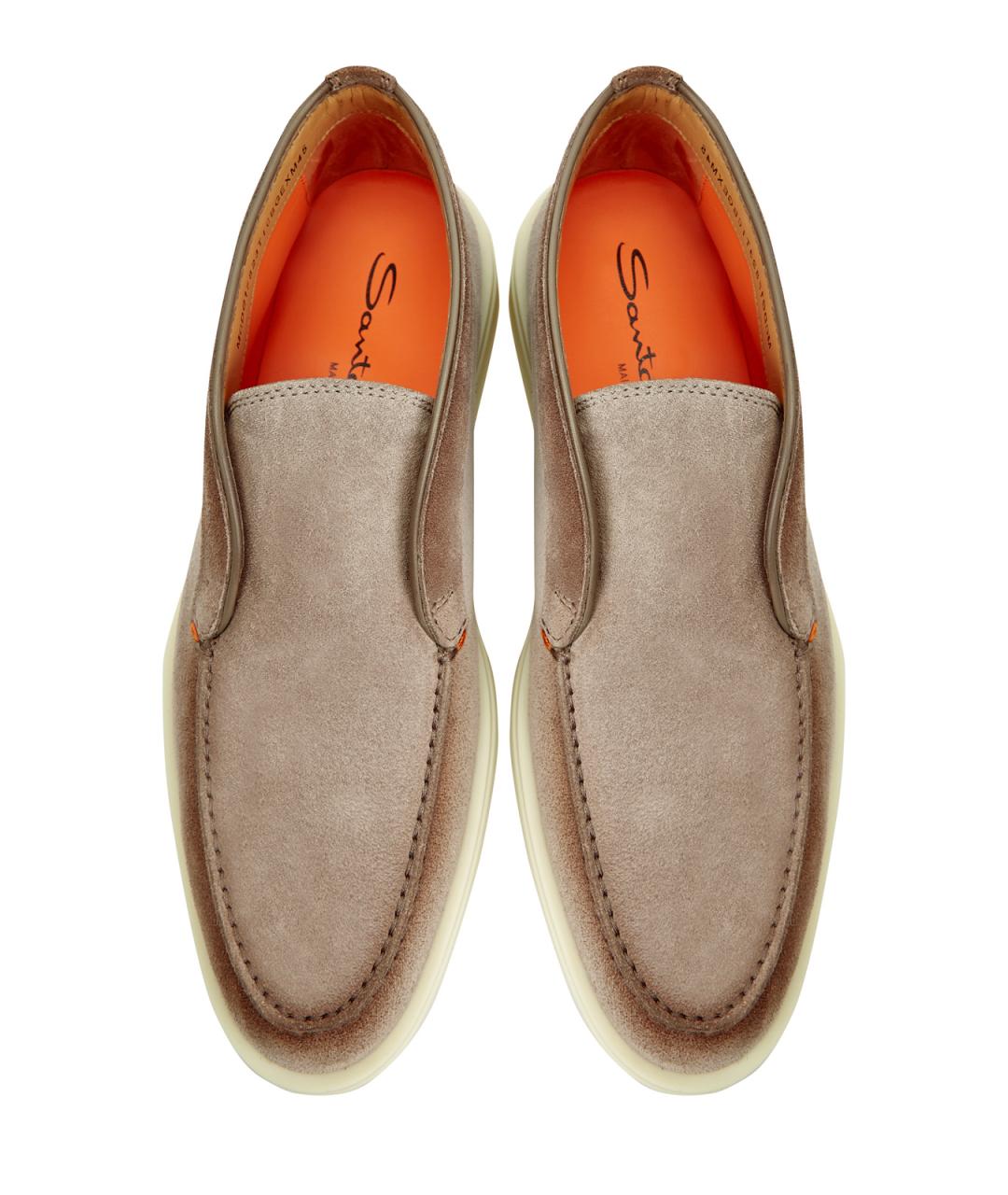 SANTONI Бежевые замшевые низкие ботинки, фото 5