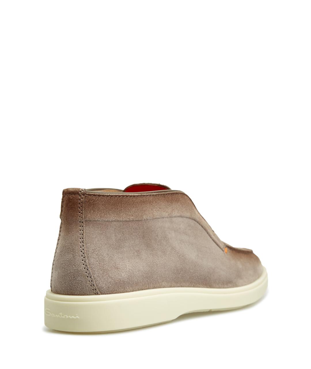 SANTONI Бежевые замшевые низкие ботинки, фото 4
