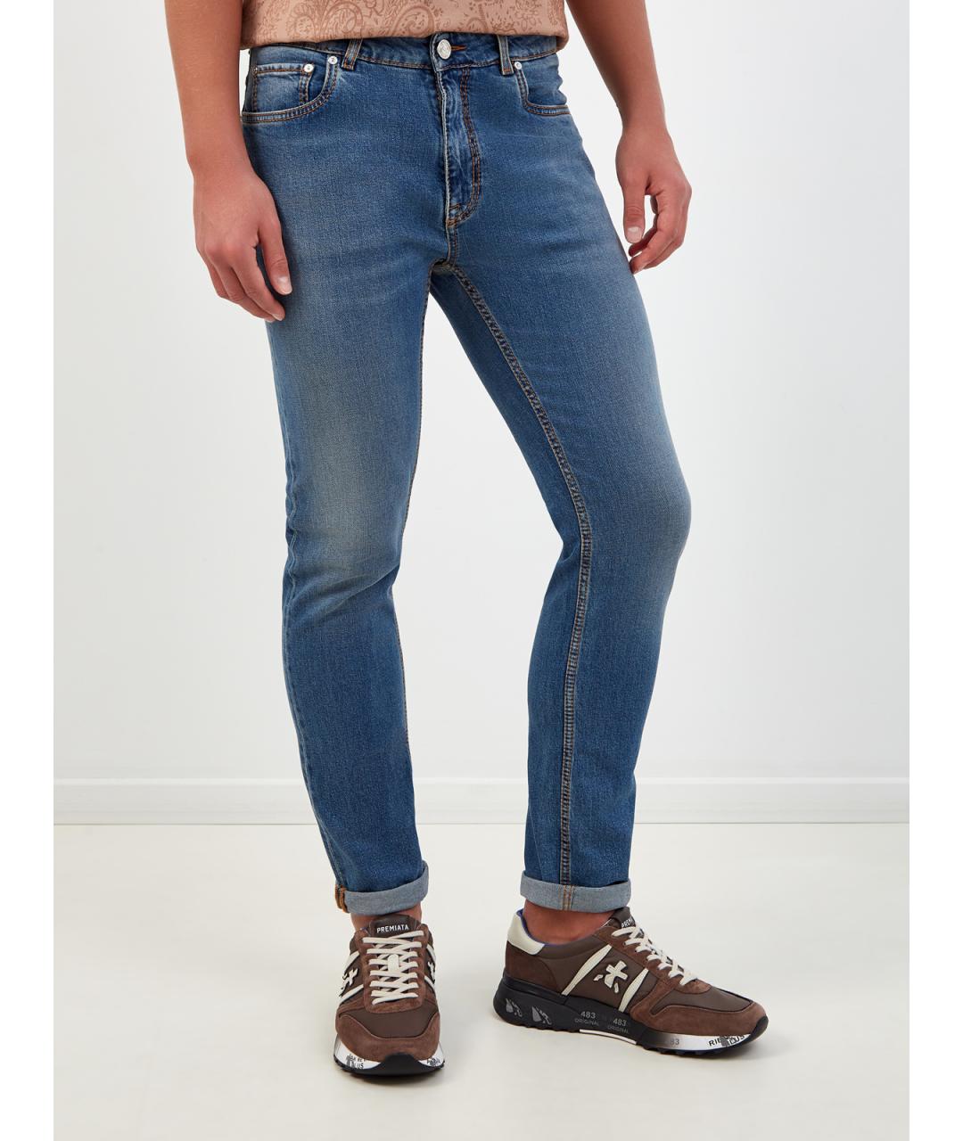 ETRO Синие хлопковые прямые джинсы, фото 3