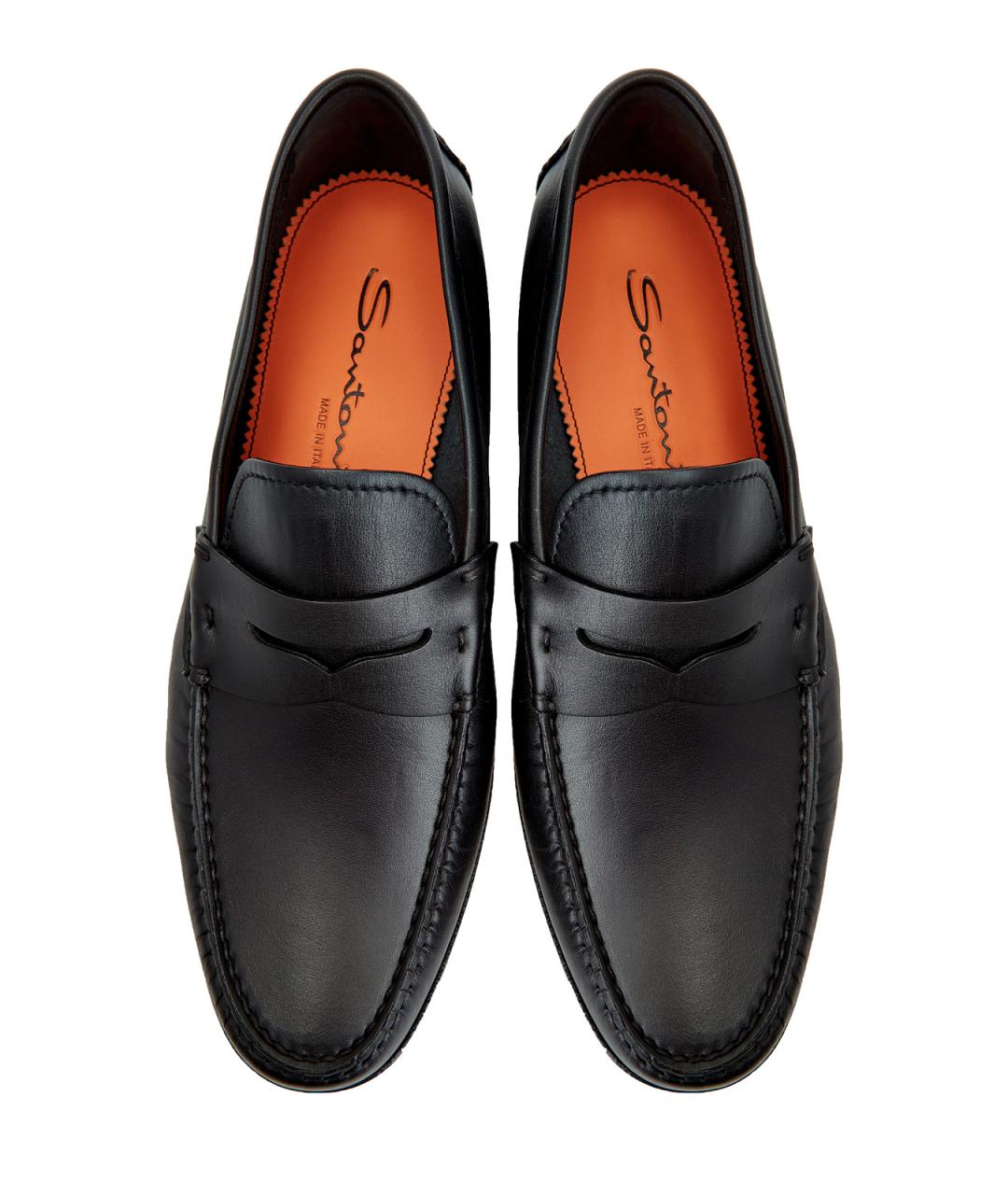 SANTONI Черные кожаные лоферы, фото 5