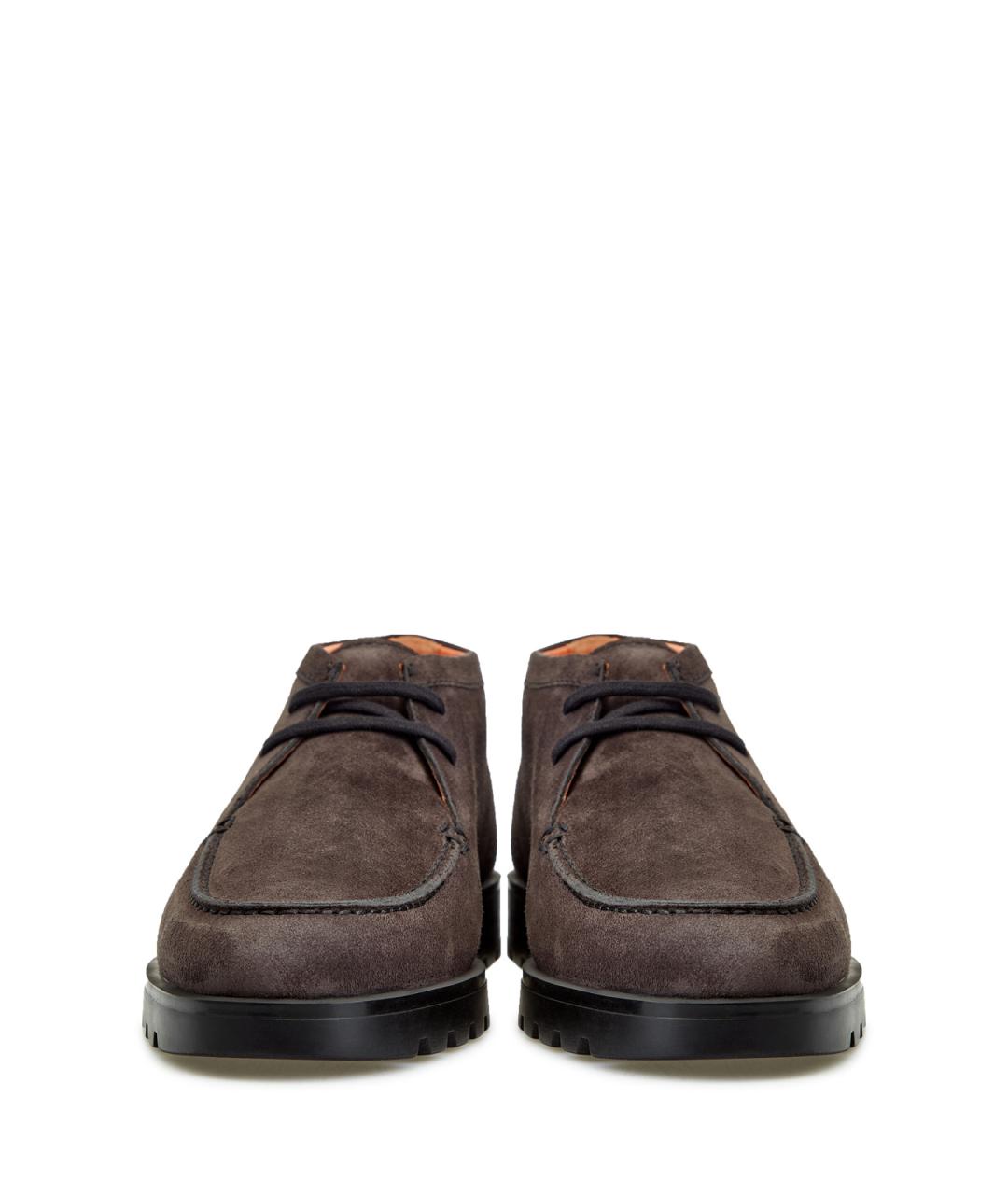 SANTONI Коричневые замшевые низкие ботинки, фото 6