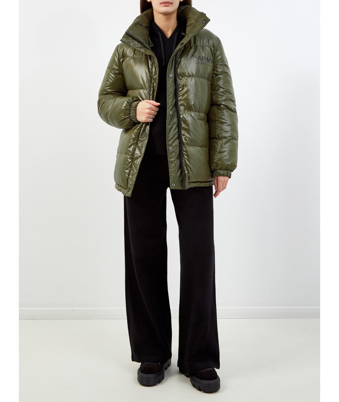 YVES SALOMON Зеленый полиэстеровый пуховик, фото 3