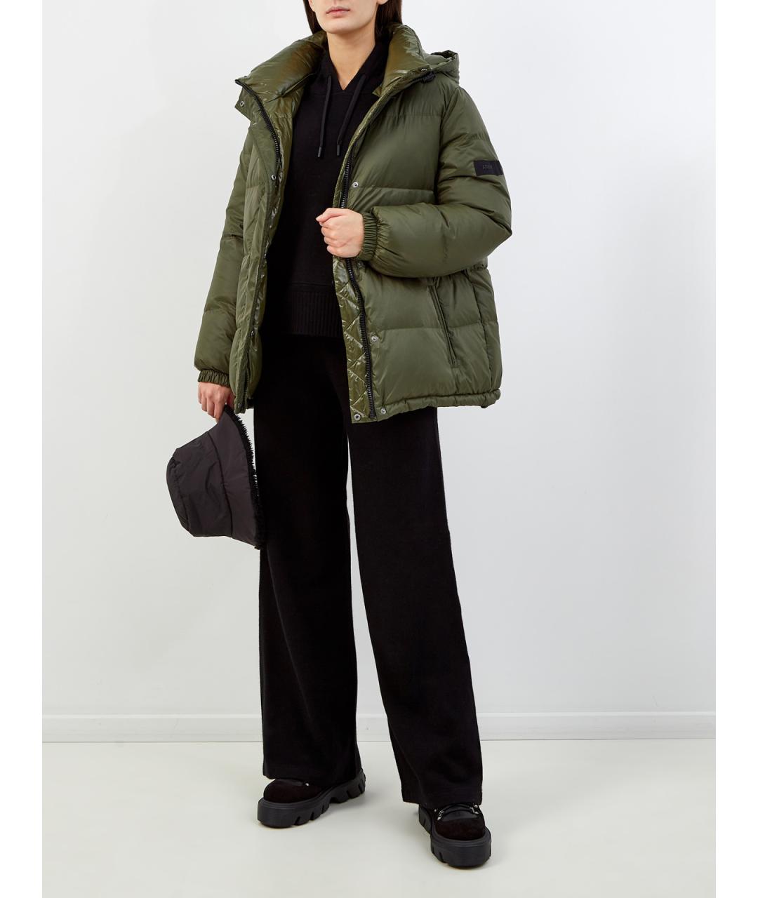 YVES SALOMON Зеленый полиэстеровый пуховик, фото 2