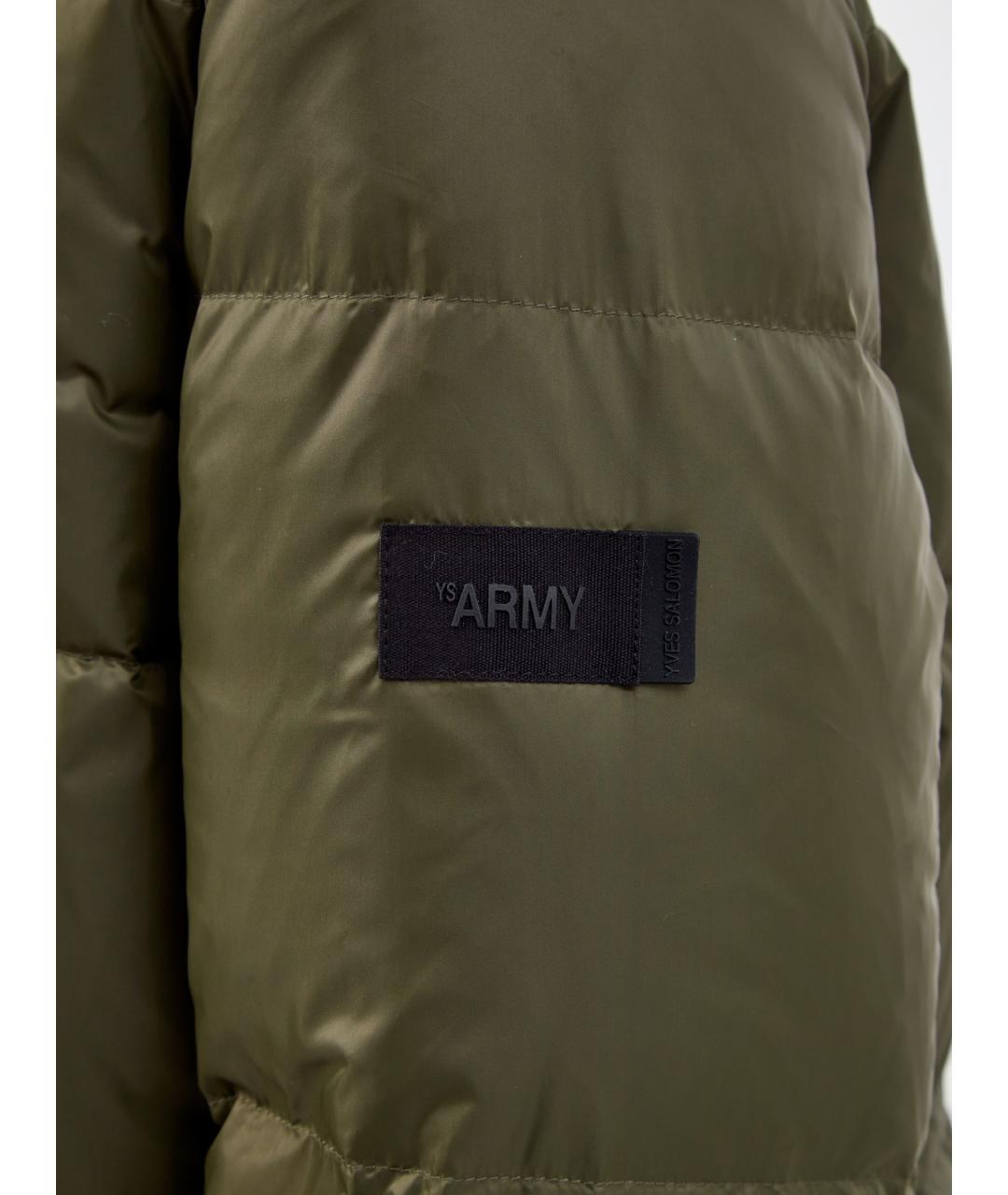 YVES SALOMON Зеленый полиэстеровый пуховик, фото 6