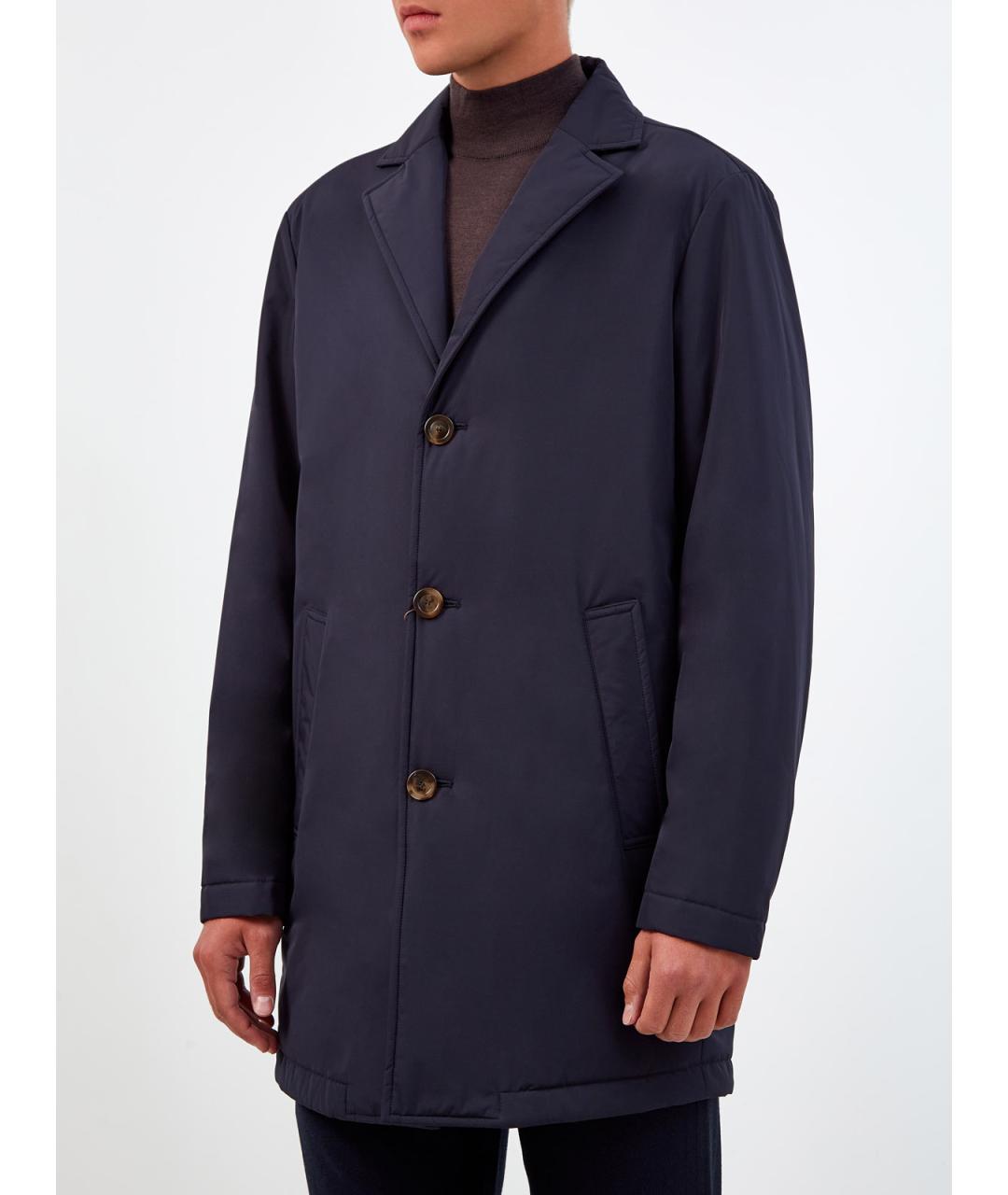 CANALI Синий полиэстеровый тренч / плащ, фото 3