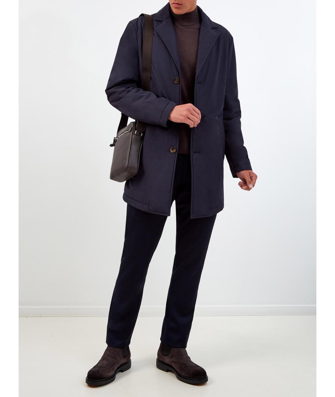 CANALI Синий полиэстеровый тренч / плащ, фото 2