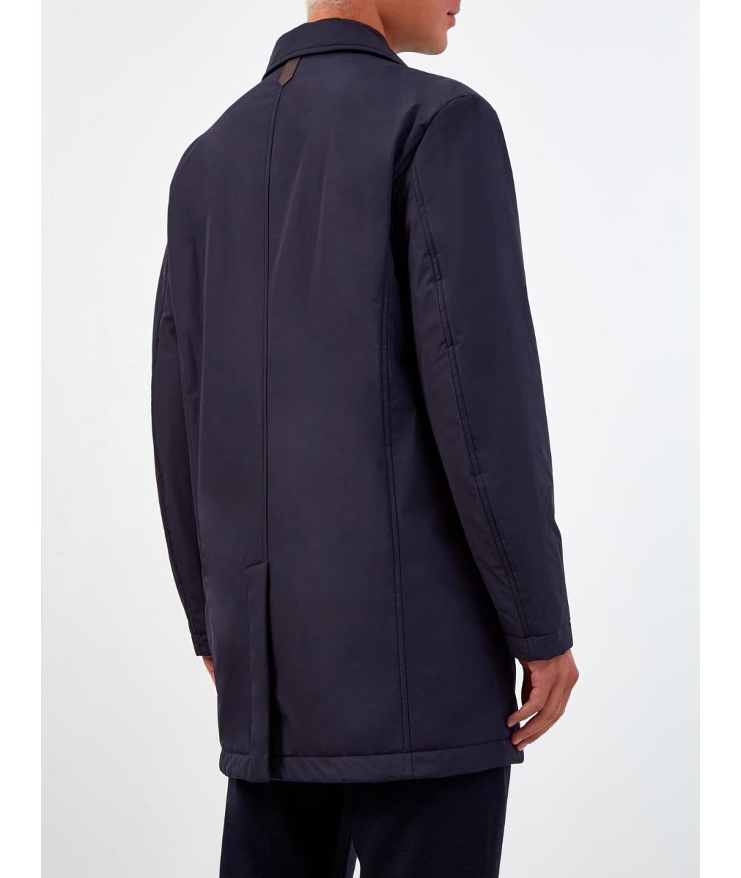 CANALI Синий полиэстеровый тренч / плащ, фото 4